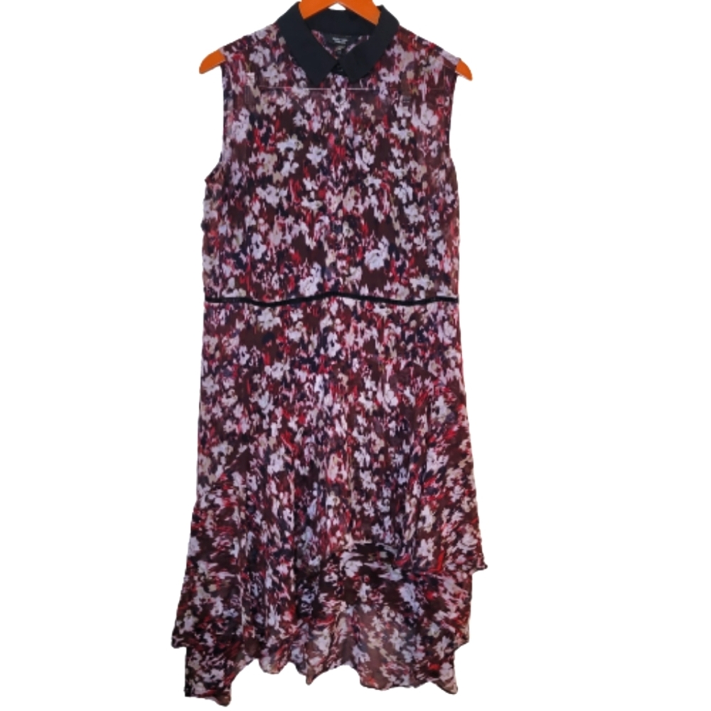VERA WANG LAYERED ASYMETRICAL MIDI DRESS
